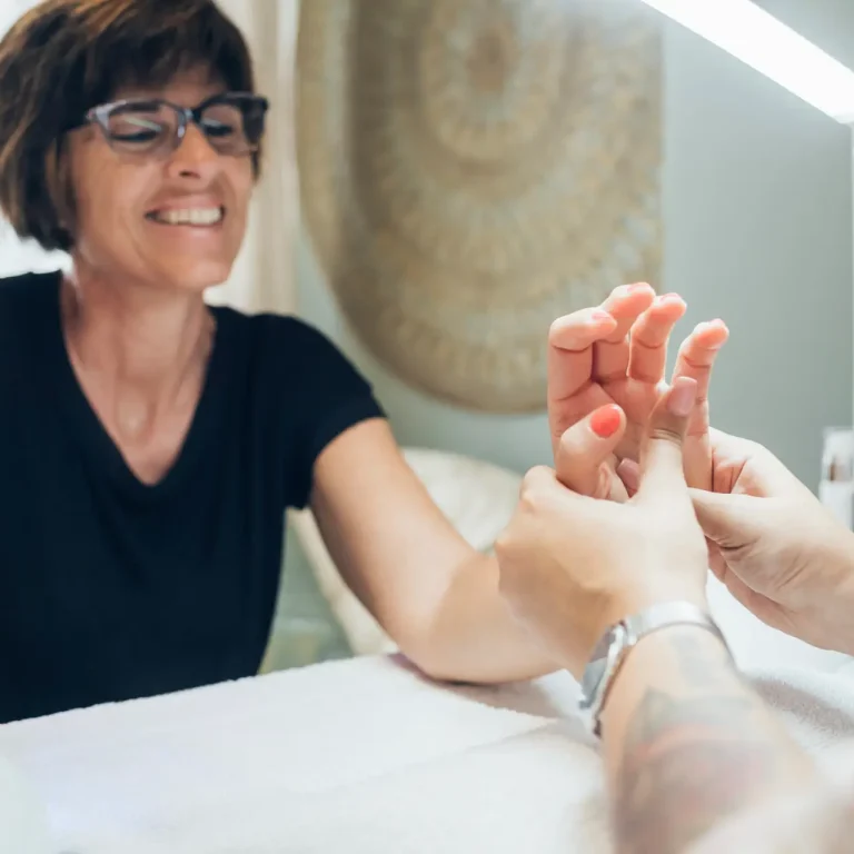 Woman enjoying a manicure session